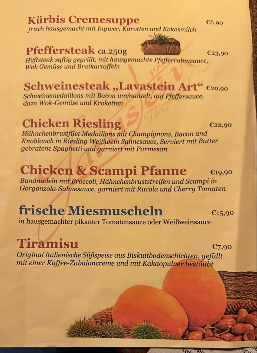 Restaurant Lavastein – Speisekarte in Hamburg