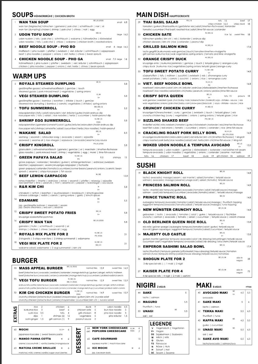 Royals & Rice Berlin – Speisekarte in Berlin