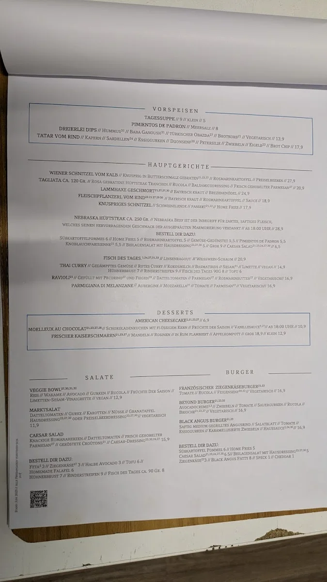 Das Neuhausen // Restaurant // Garten // Bar – Speisekarte in München, Bayern