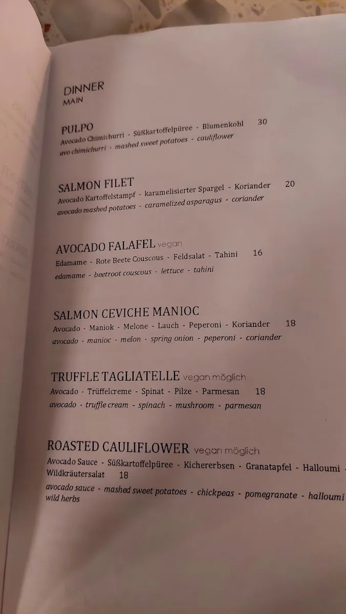 Avocado Club – Speisekarte in Berlin