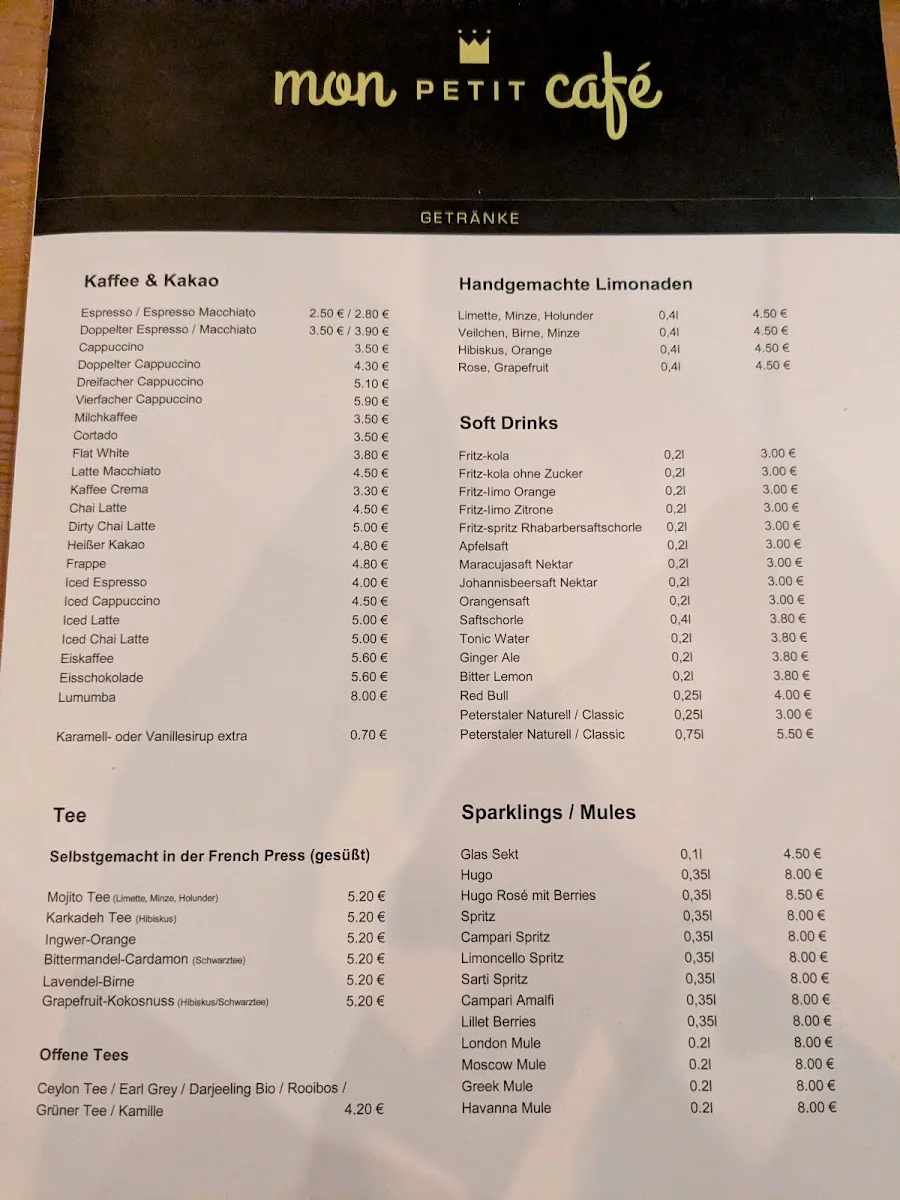 Mon Petit Café – Speisekarte in Stuttgart, Baden-Württemberg