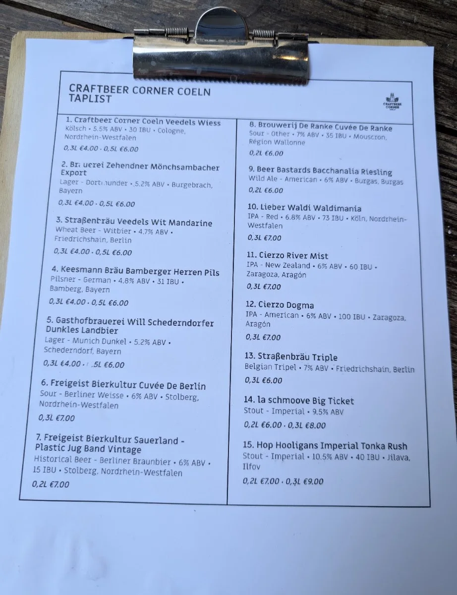 Craftbeer Corner Coeln – Speisekarte in Köln, Nordrhein-Westfalen