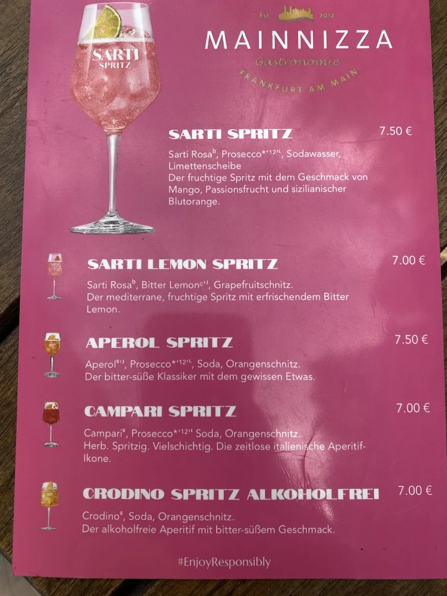 Main Nizza Gastronomie – Speisekarte in Frankfurt am Main, Hessen