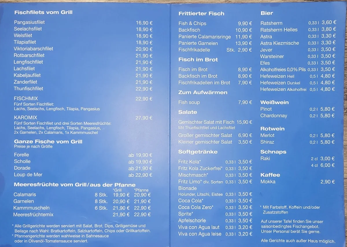 Karo Fisch – Speisekarte in Hamburg