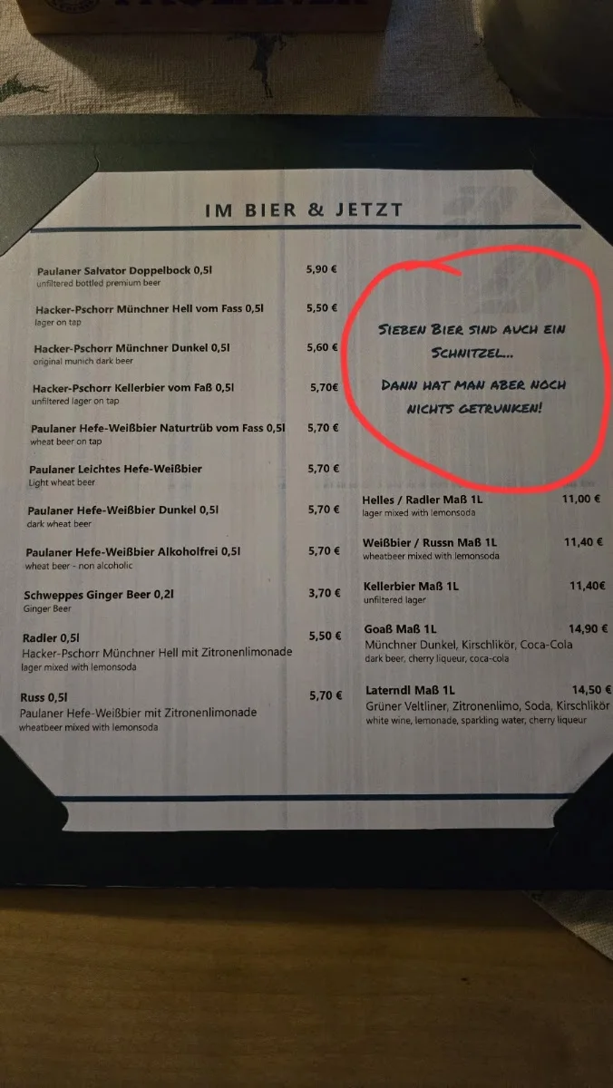 Wirtshaus Zur Brez´n – Speisekarte in München, Bayern