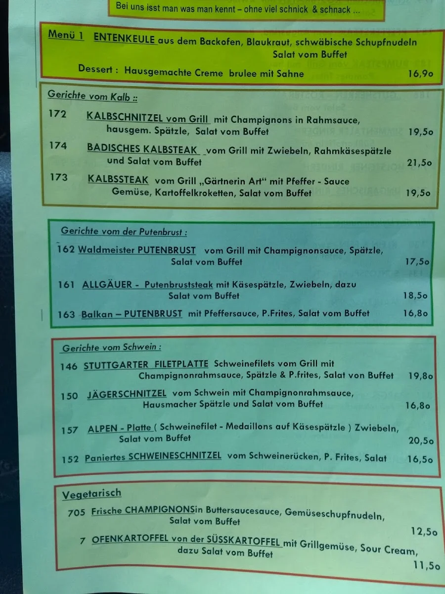 Zur Alten Ziegelei – Speisekarte in Stuttgart, Baden-Württemberg