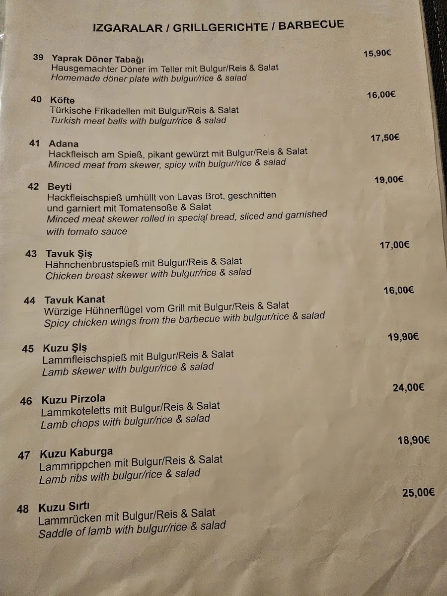 Restaurant Antalya – Speisekarte in Düsseldorf, Nordrhein-Westfalen