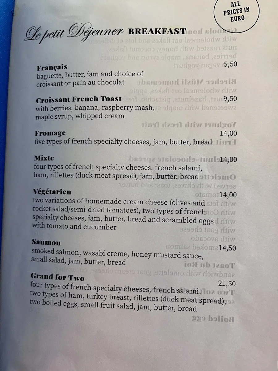 Café Fleury – Speisekarte in Berlin
