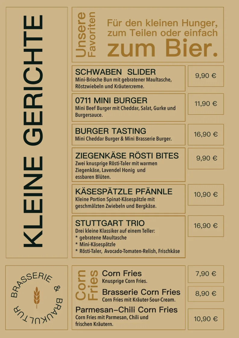 WEBER Brasserie – Speisekarte in Stuttgart, Baden-Württemberg
