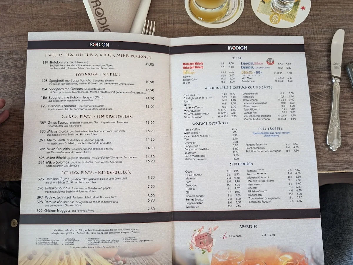 IRODION – Speisekarte in Köln, Nordrhein-Westfalen