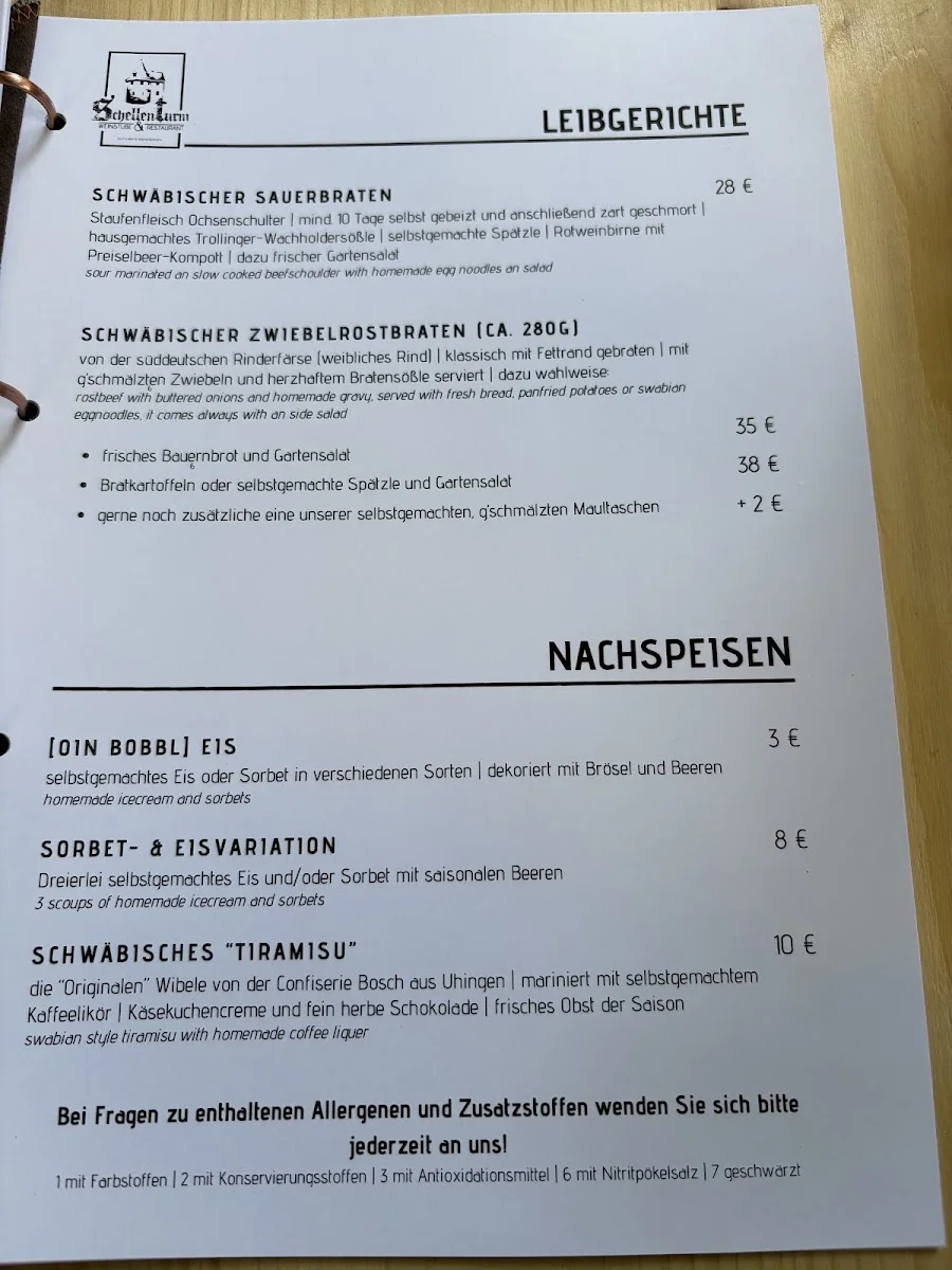 Schellenturm Stuttgart – Speisekarte in Stuttgart, Baden-Württemberg
