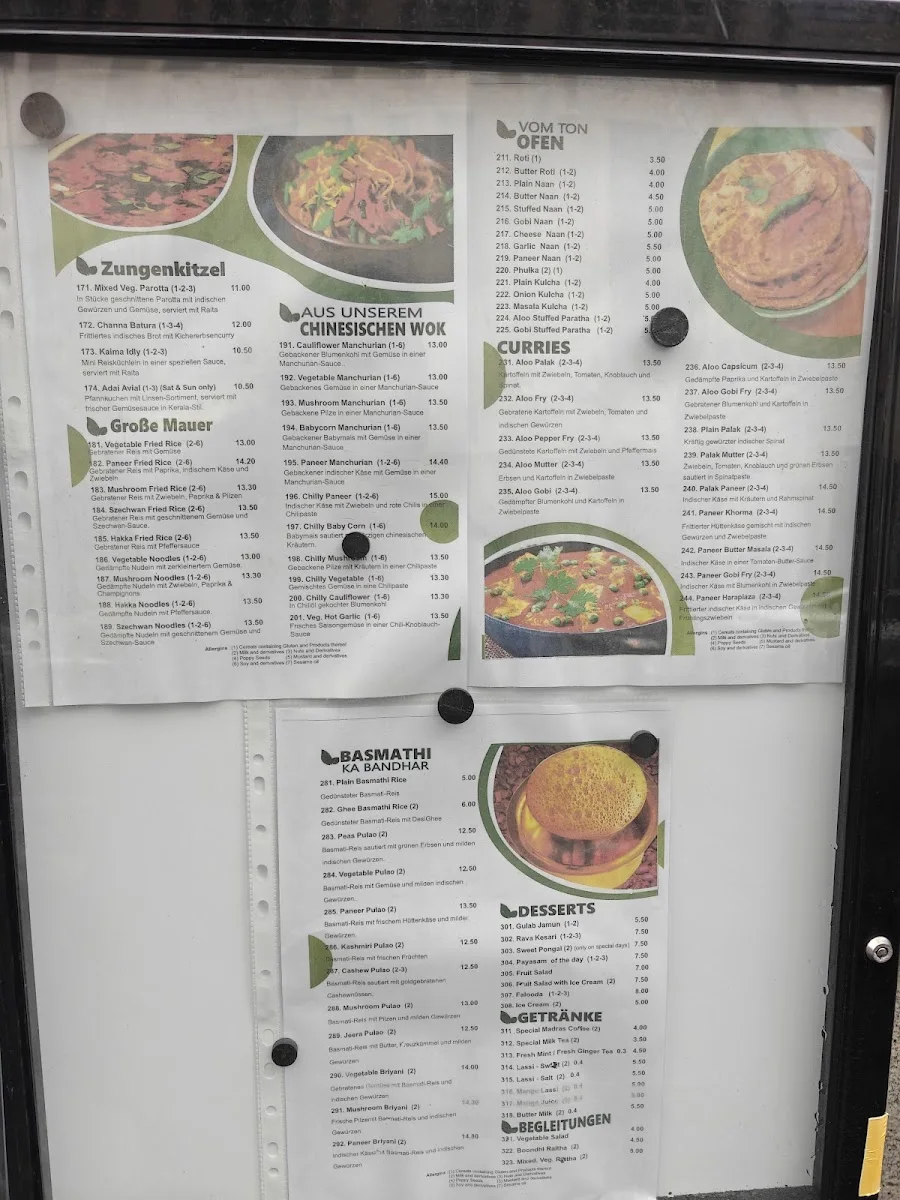 Saravanaa Bhavan – Speisekarte in Berlin