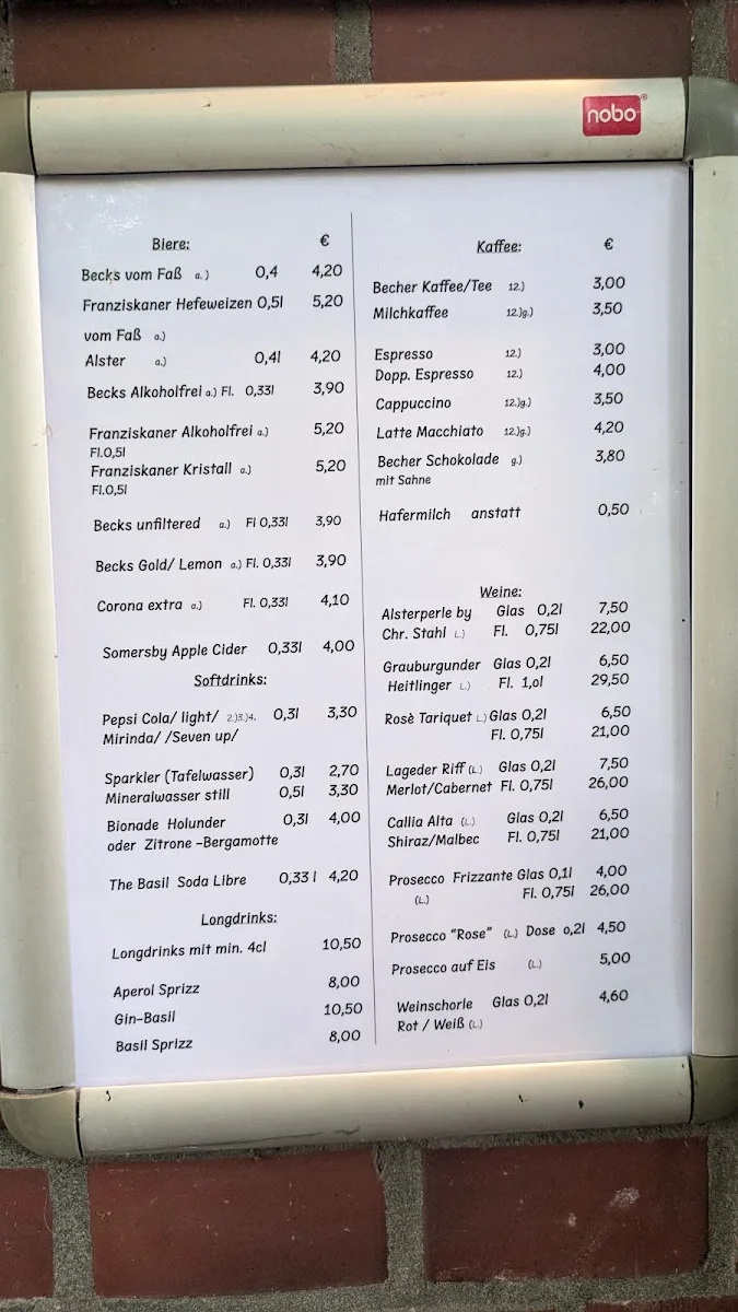 Alsterperle – Speisekarte in Hamburg