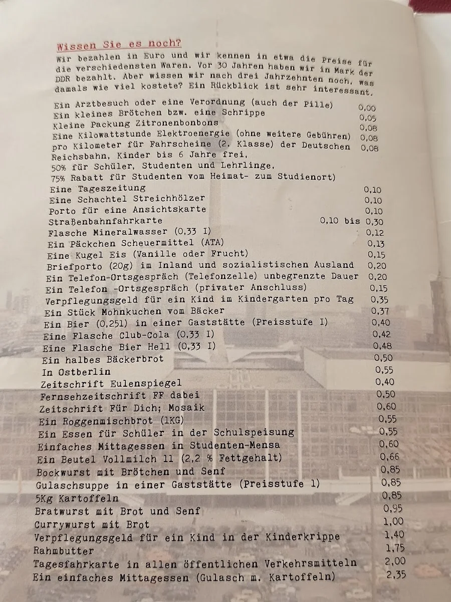 Volkskammer – Speisekarte in Berlin