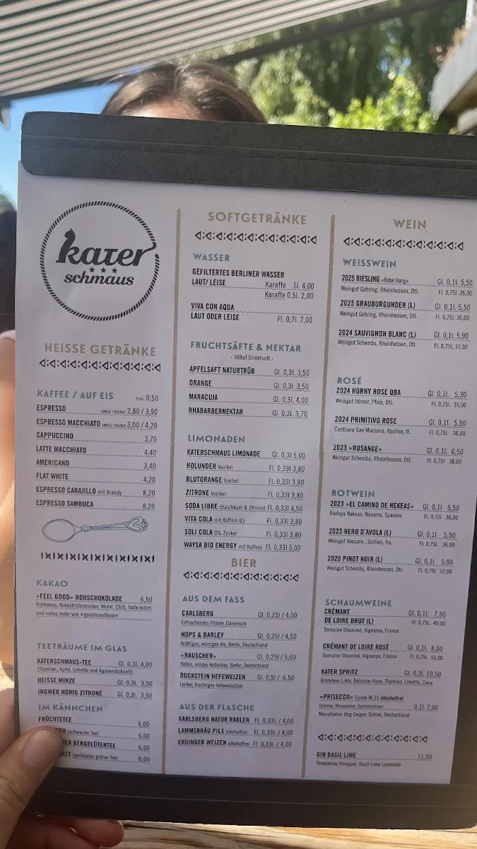 Katerschmaus – Speisekarte in Berlin