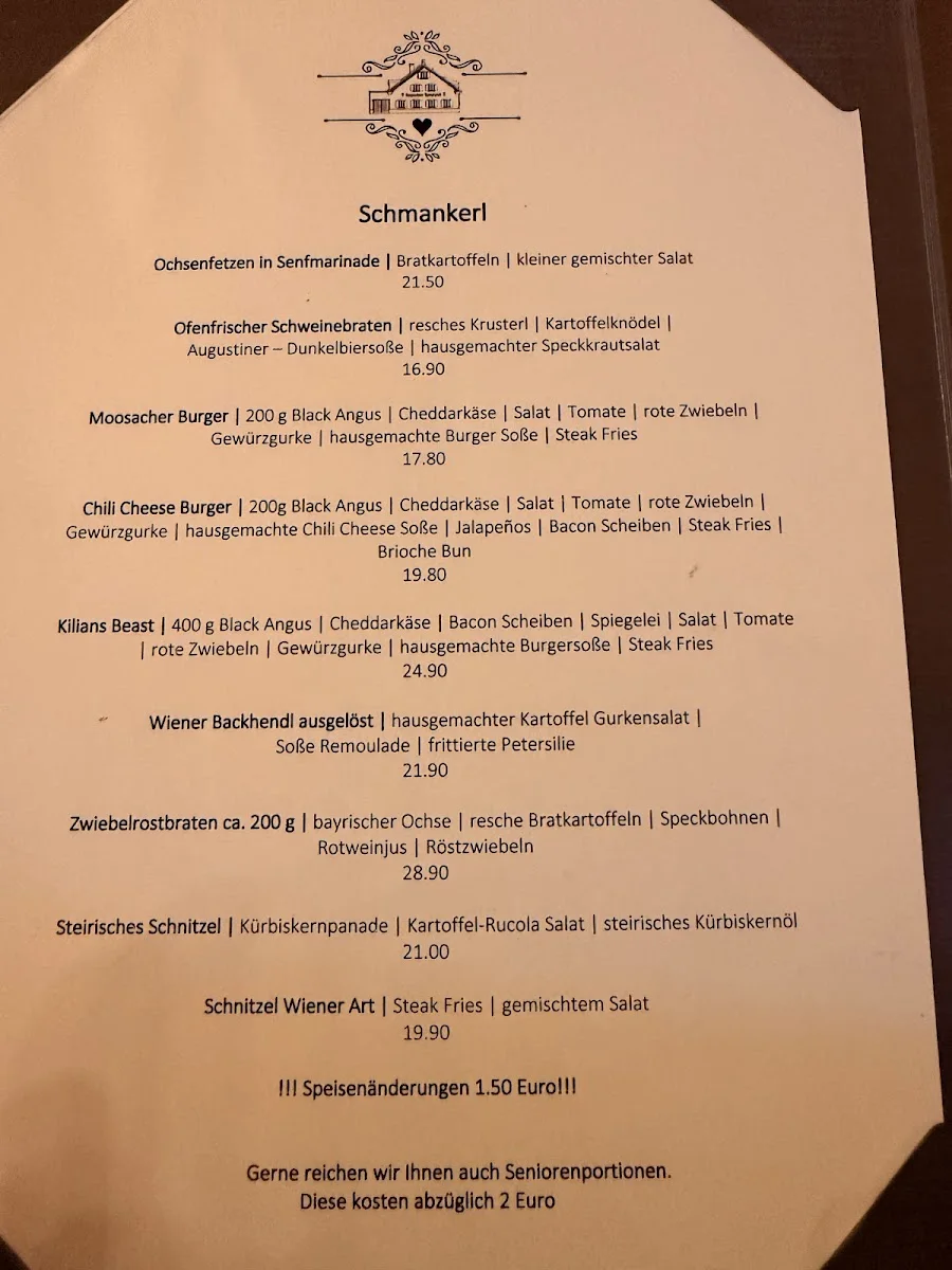 Augustiner Spieglwirt – Speisekarte in München, Bayern