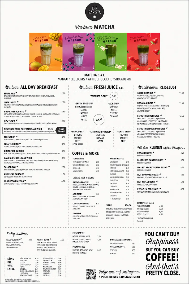 Die Barista Coffee & Eatery – Speisekarte in Hameln, Niedersachsen