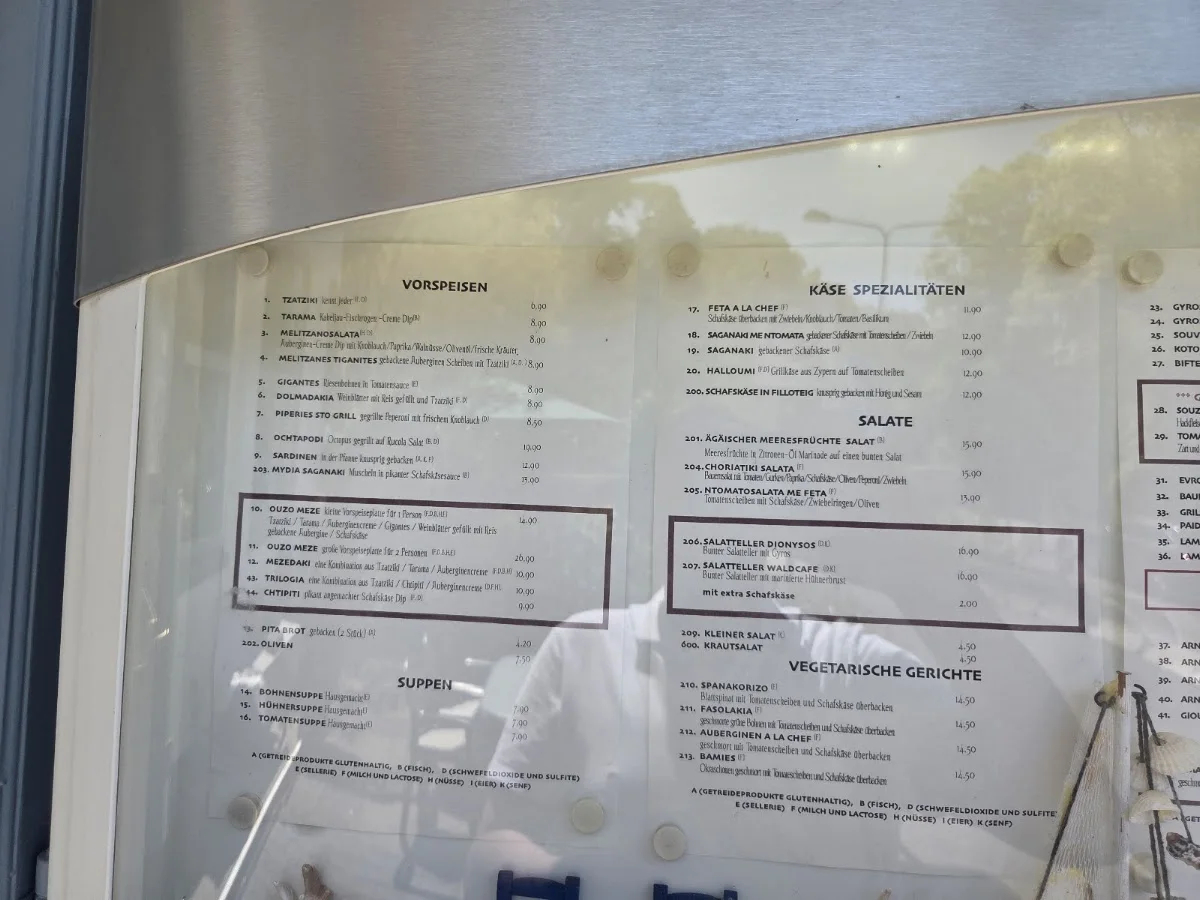 Waldcafe Dionysos Restaurant – Speisekarte in Frankfurt am Main, Hessen