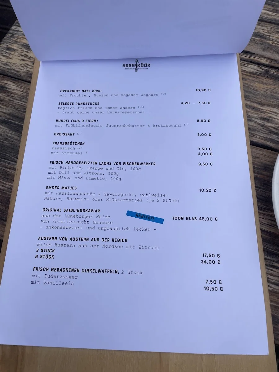 Hobenköök Restaurant & Markthalle – Speisekarte in Hamburg