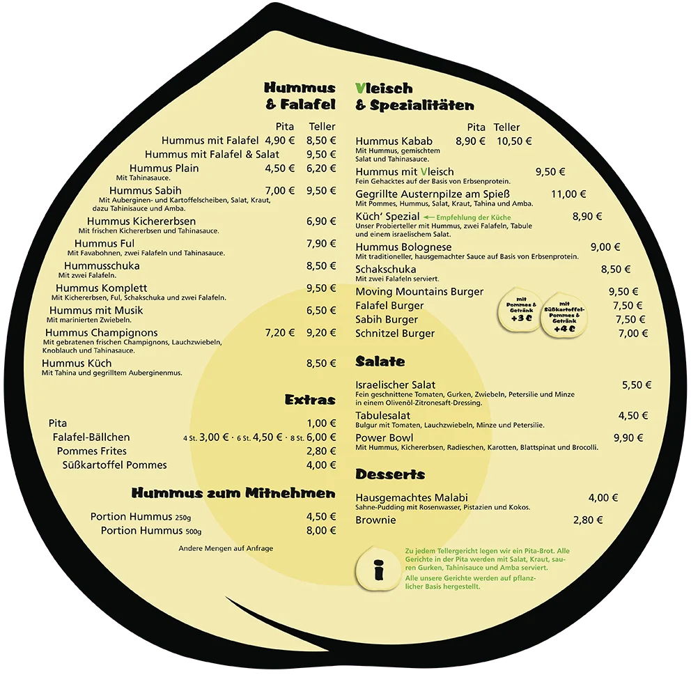 Hummus Küch' – Speisekarte in Frankfurt am Main, Hessen