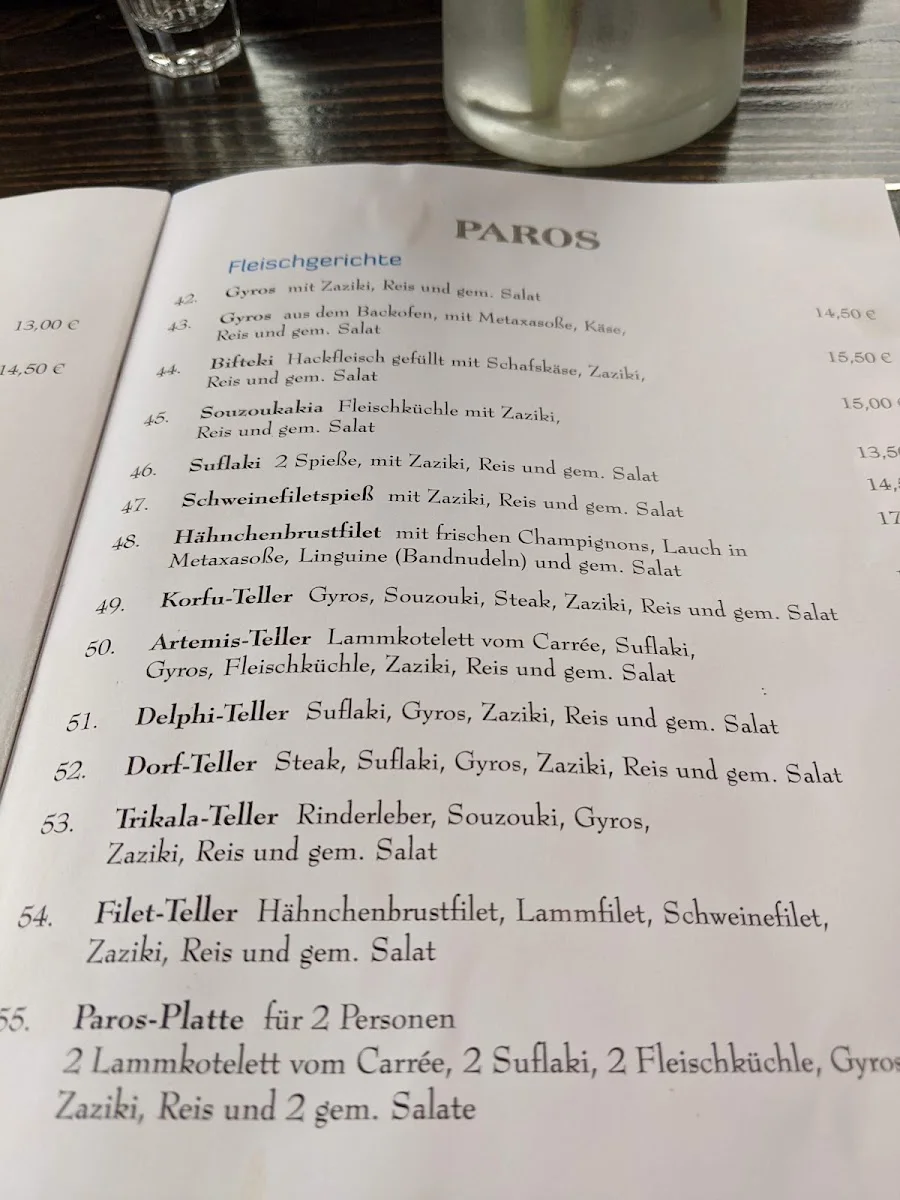 Paros Restaurant – Speisekarte in Stuttgart Weilimdorf, Baden-Württemberg