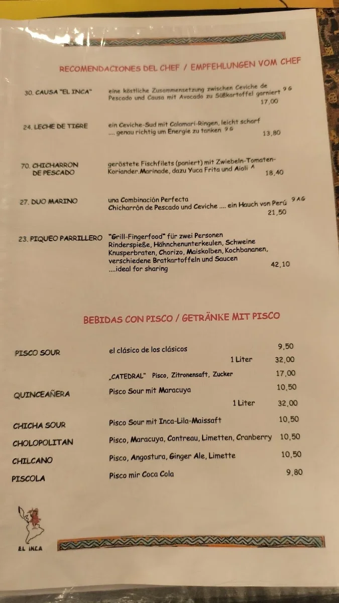 El Inca – Speisekarte in Köln, Nordrhein-Westfalen