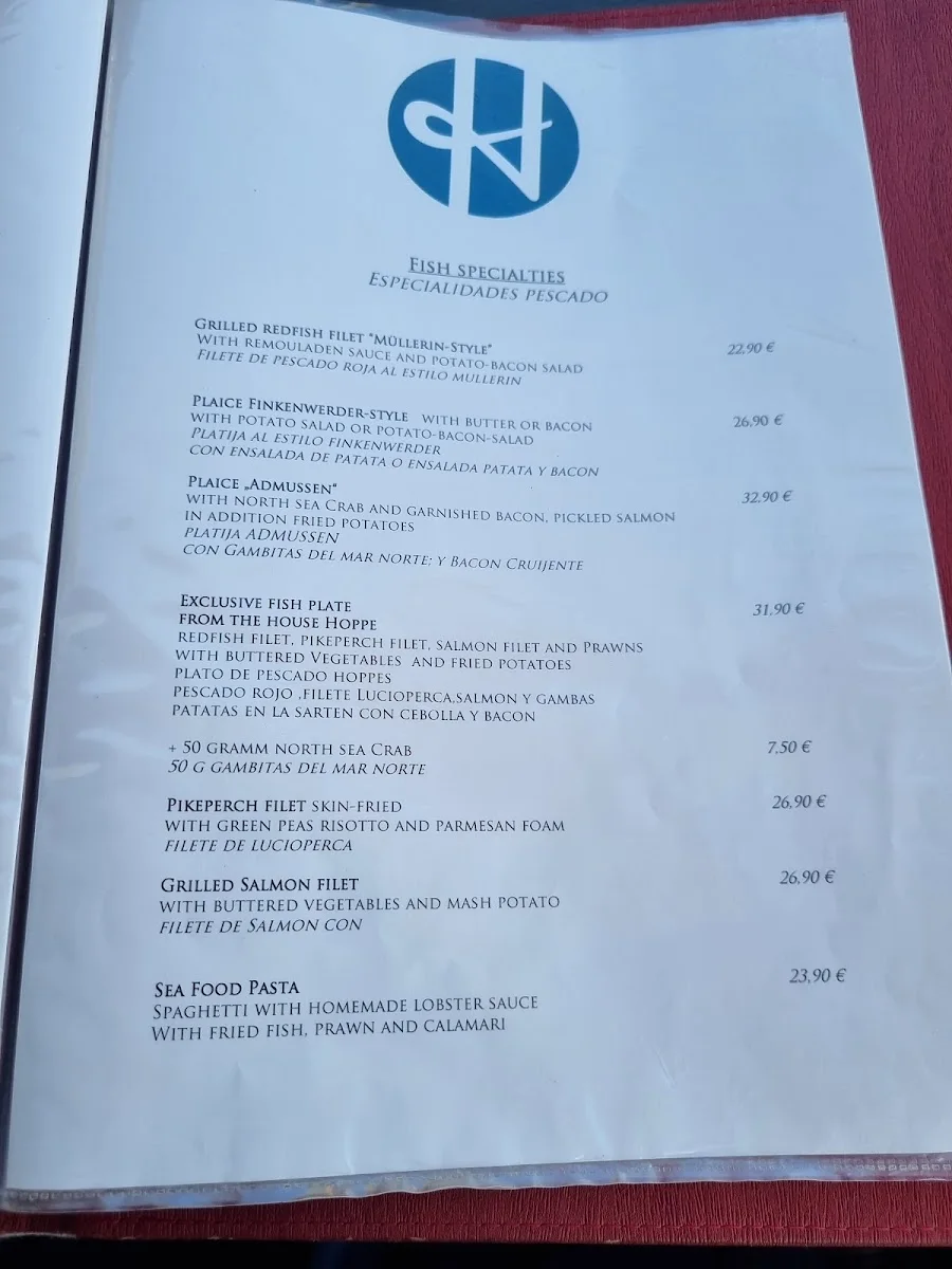 Hoppe’s Restaurant – Speisekarte in Hamburg