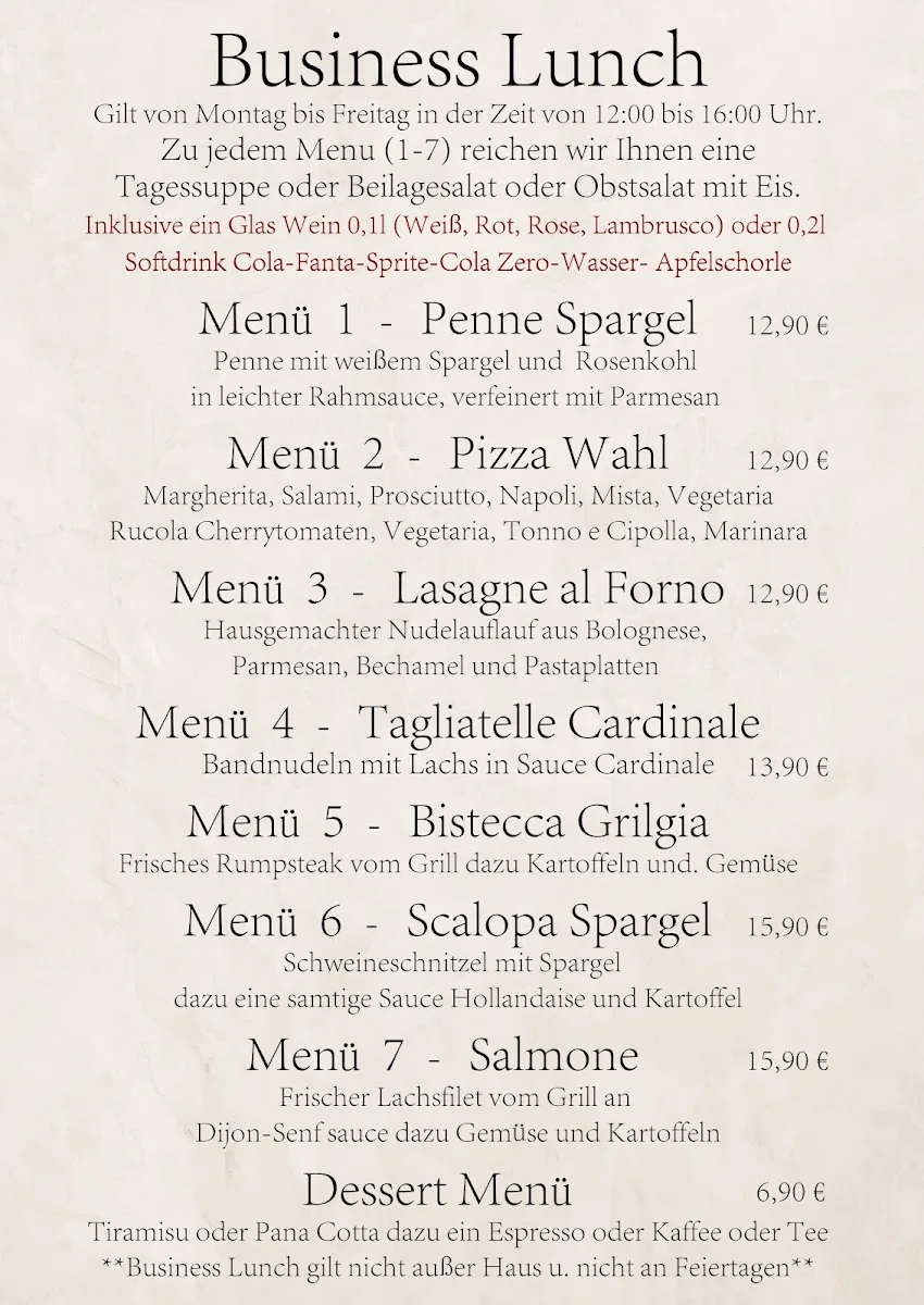 Ristorante Firenze – Speisekarte in Berlin