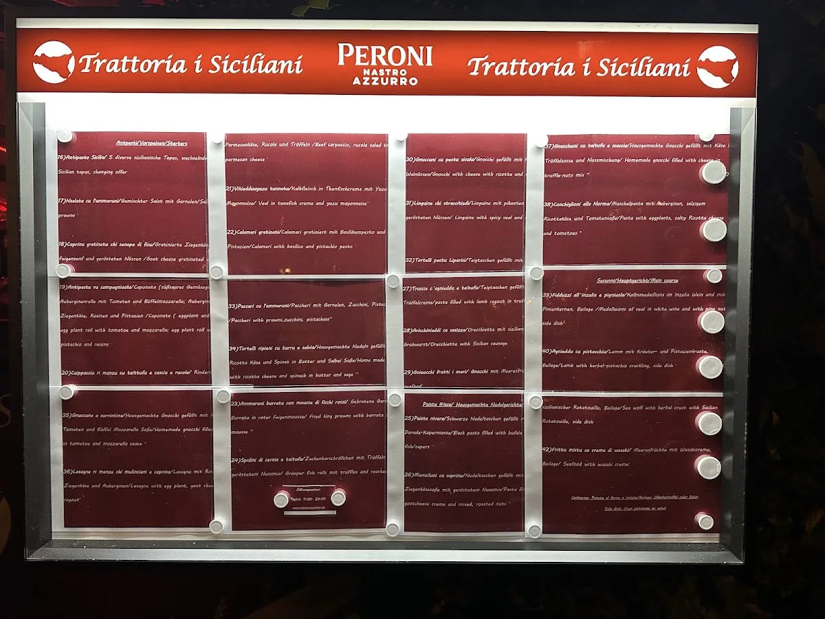 Trattoria i Siciliani Ristorante Italiano – Speisekarte in Frankfurt am Main, Hessen