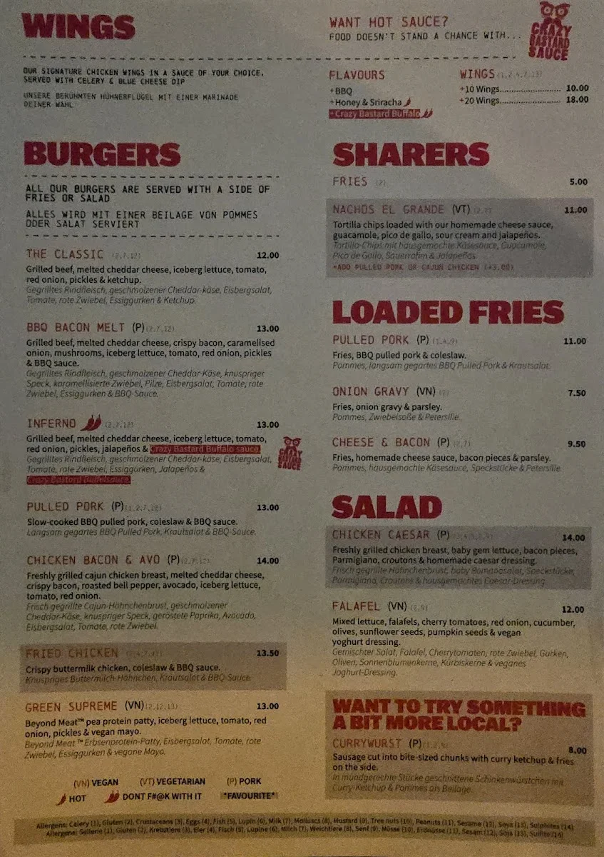 Belushi's – Speisekarte in Berlin