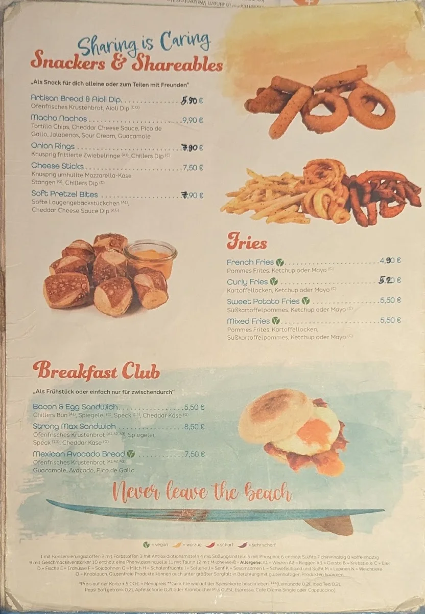 Chillers West Coast Diner Nürnberg – Speisekarte in Nürnberg, Bayern