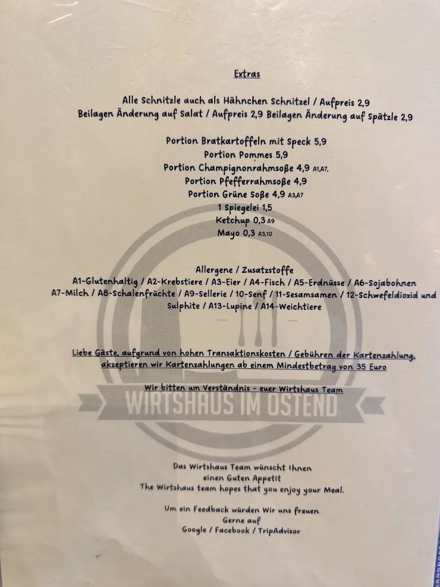 Wirtshaus im Ostend – Speisekarte in Frankfurt am Main, Hessen