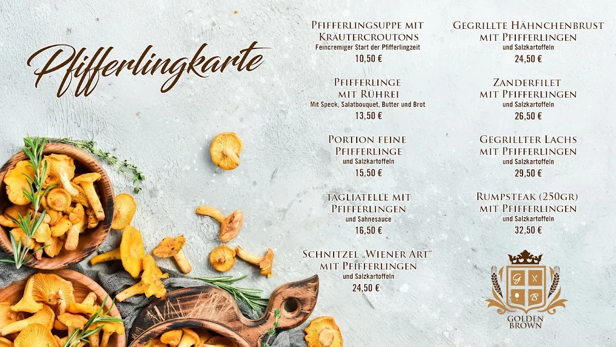 Golden Brown Restaurant • Café • Eventlocation – Speisekarte in Berlin