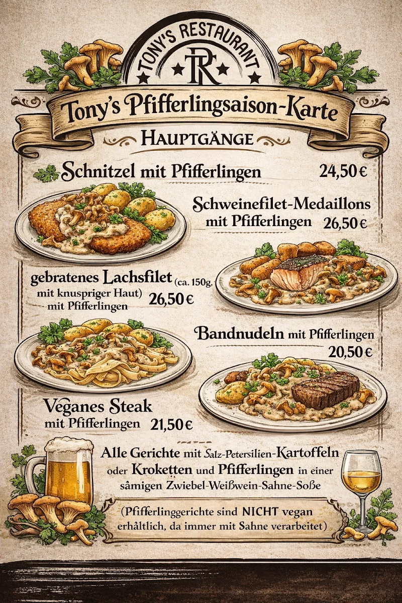 Tony´s Restaurant, Biergarten und Saal- deutsche und vietnamesische Küche – Speisekarte in Calberlah, Niedersachsen