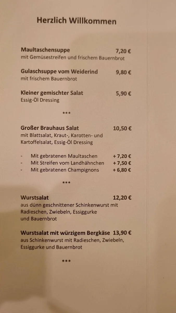 Brauhaus Schönbuch – Speisekarte in Stuttgart, Baden-Württemberg