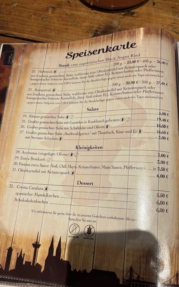 Stadtwaldgarten – Speisekarte in Köln, Nordrhein-Westfalen