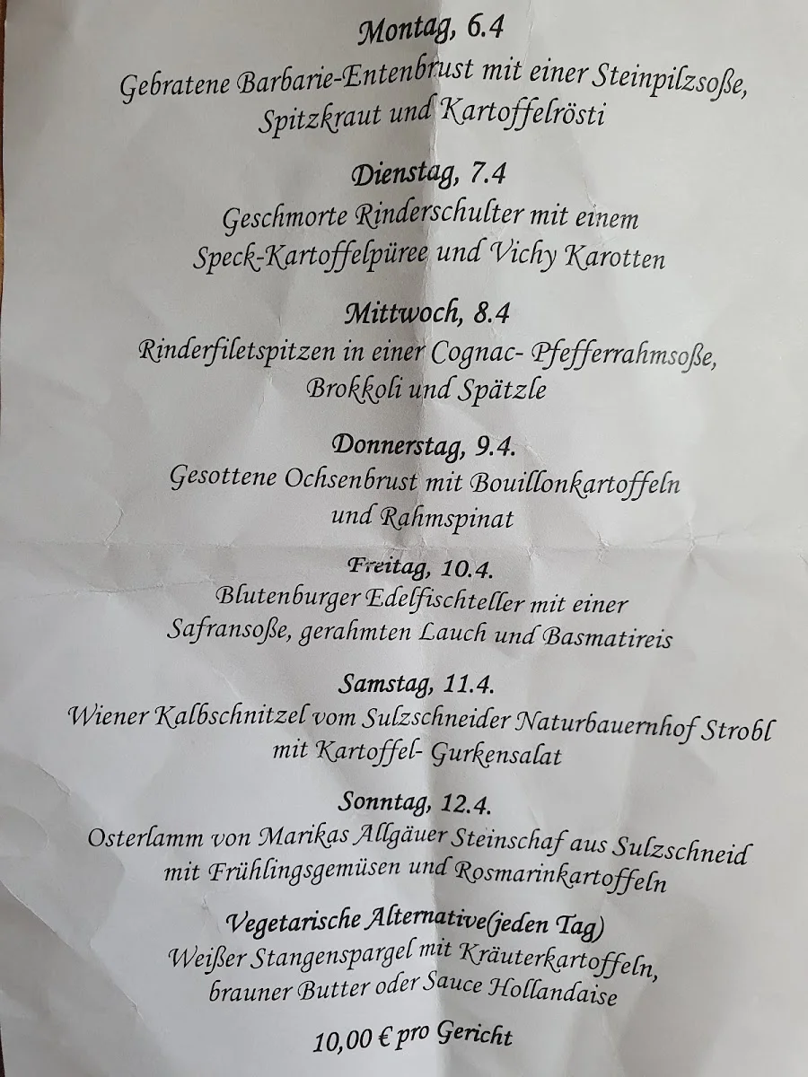 Schlossschänke Blutenburg – Speisekarte in München, Bayern