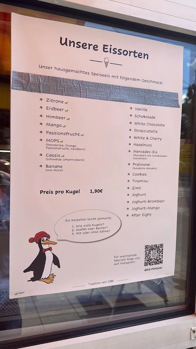 Eis-Bistro Pinguin – Speisekarte in Stuttgart, Baden-Württemberg