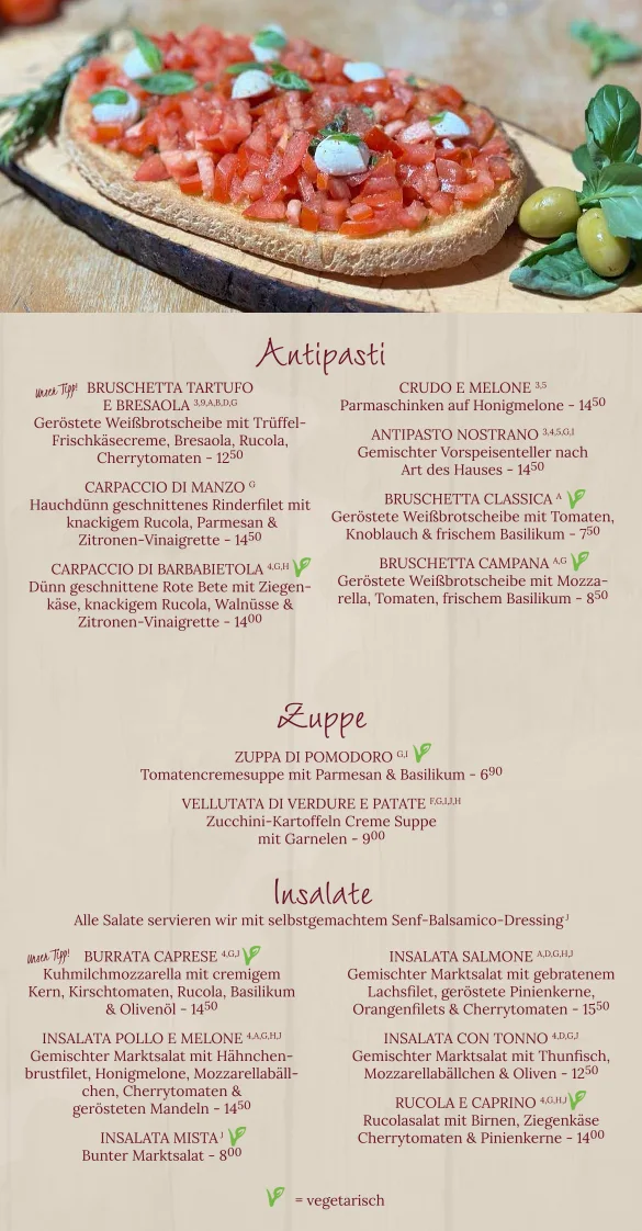 Trattoria La Bruschetta – Speisekarte in Berlin
