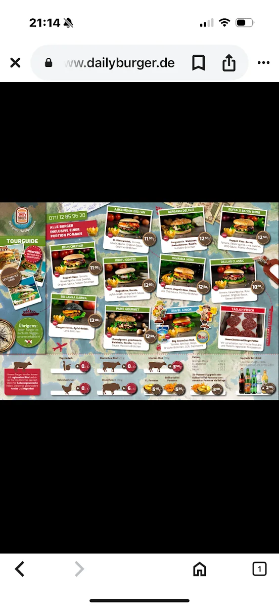 Daily Burger – Speisekarte in Stuttgart, Baden-Württemberg