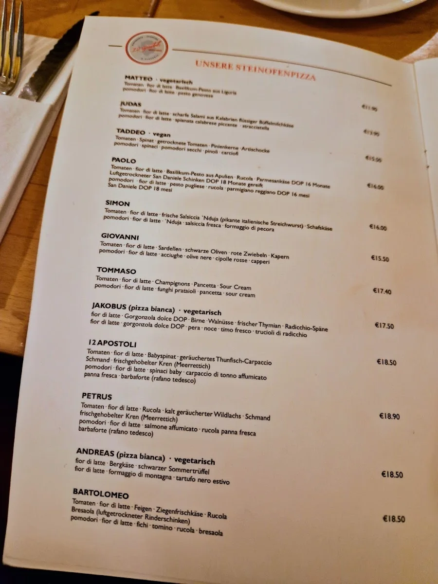 12 Apostel – Speisekarte in Berlin