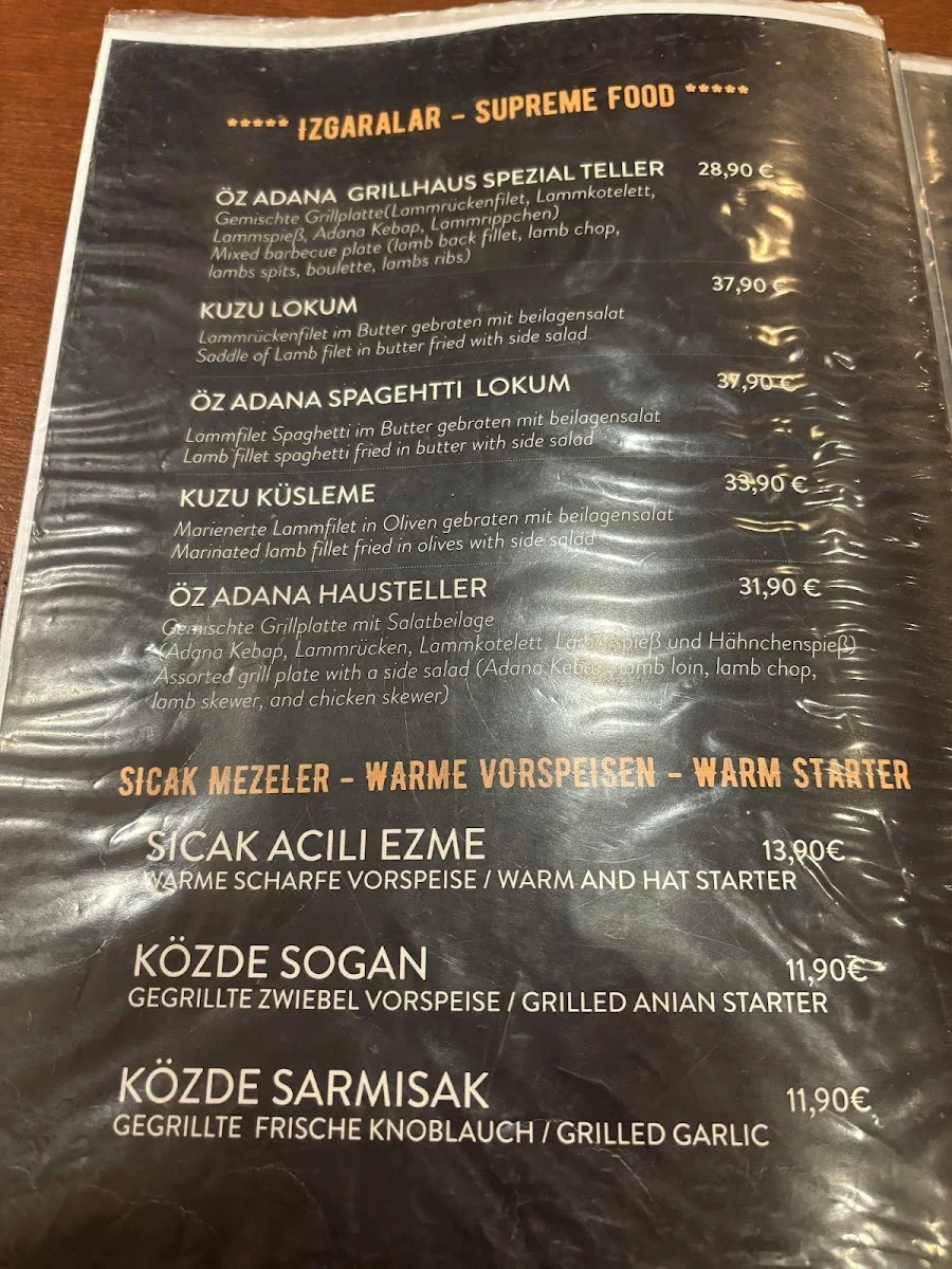 Öz Adana Grillhaus | traditional turkish restaurant – Speisekarte in Berlin