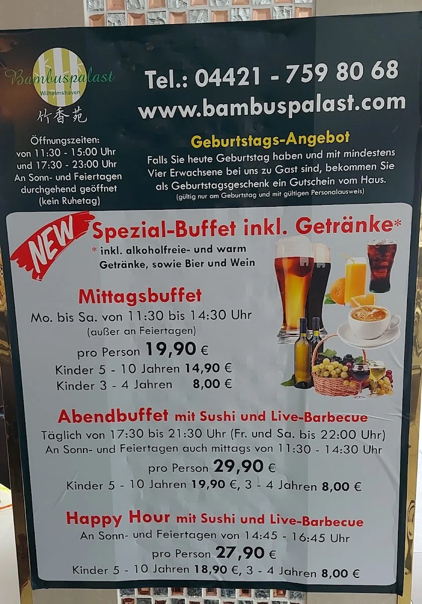 China Restaurant Bambuspalast – Speisekarte in Wilhelmshaven, Niedersachsen