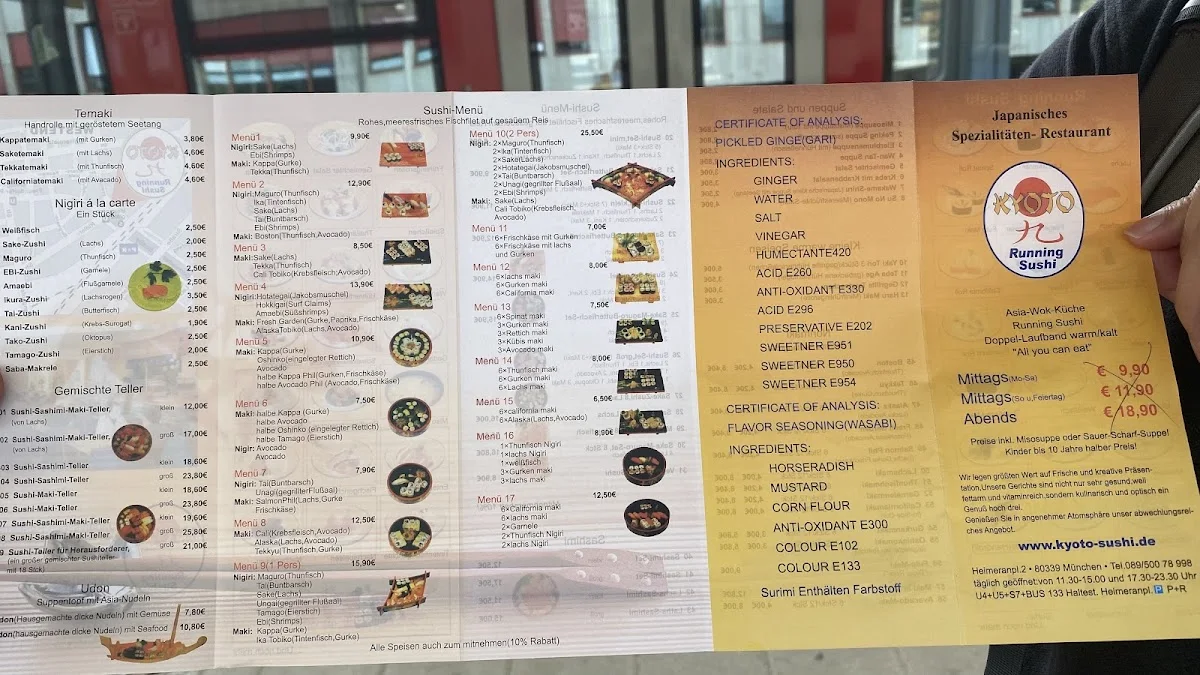 Kyoto Running Sushi – Speisekarte in München, Bayern