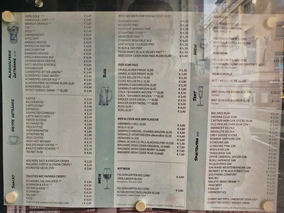 Biddy Earlys Irish Pub – Speisekarte in Stuttgart, Baden-Württemberg