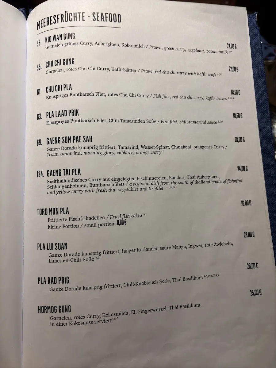 Restaurant Bangkok – Speisekarte in Frankfurt am Main, Hessen