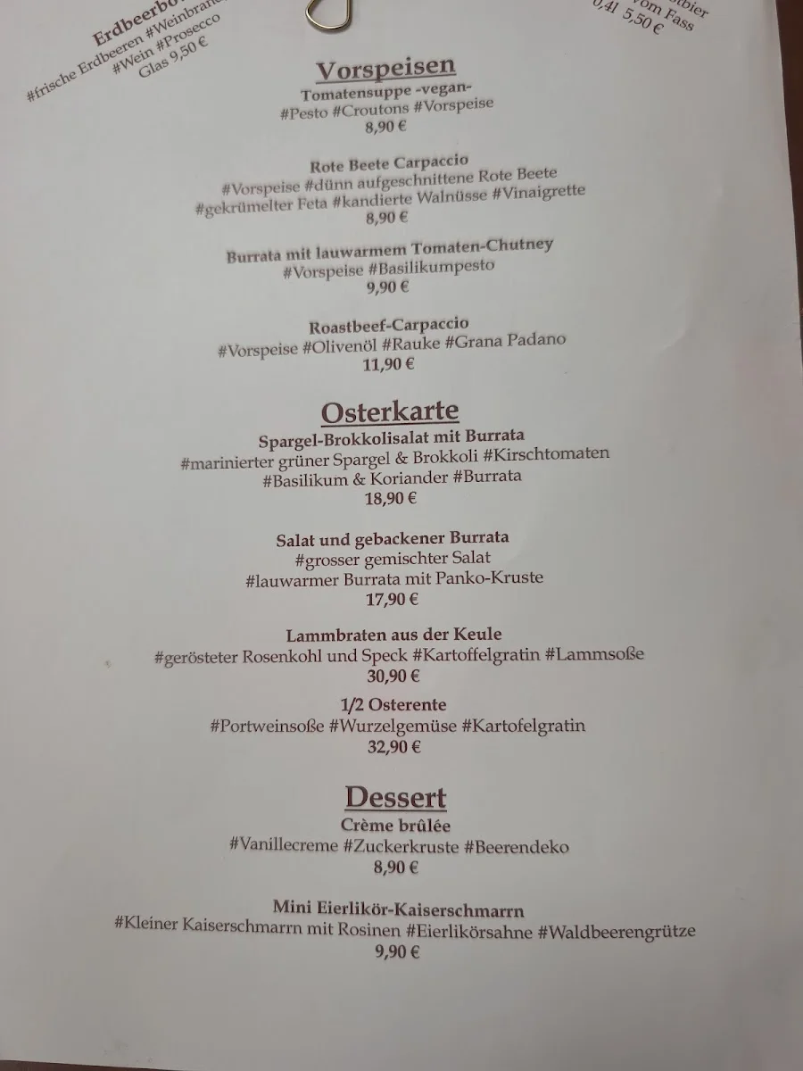 Restaurant Scheune – Speisekarte in Berlin