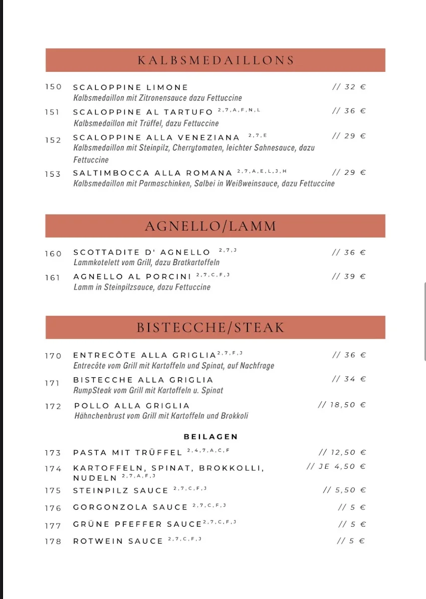 Ristorante Bella Napoli – Speisekarte in Stuttgart, Baden-Württemberg