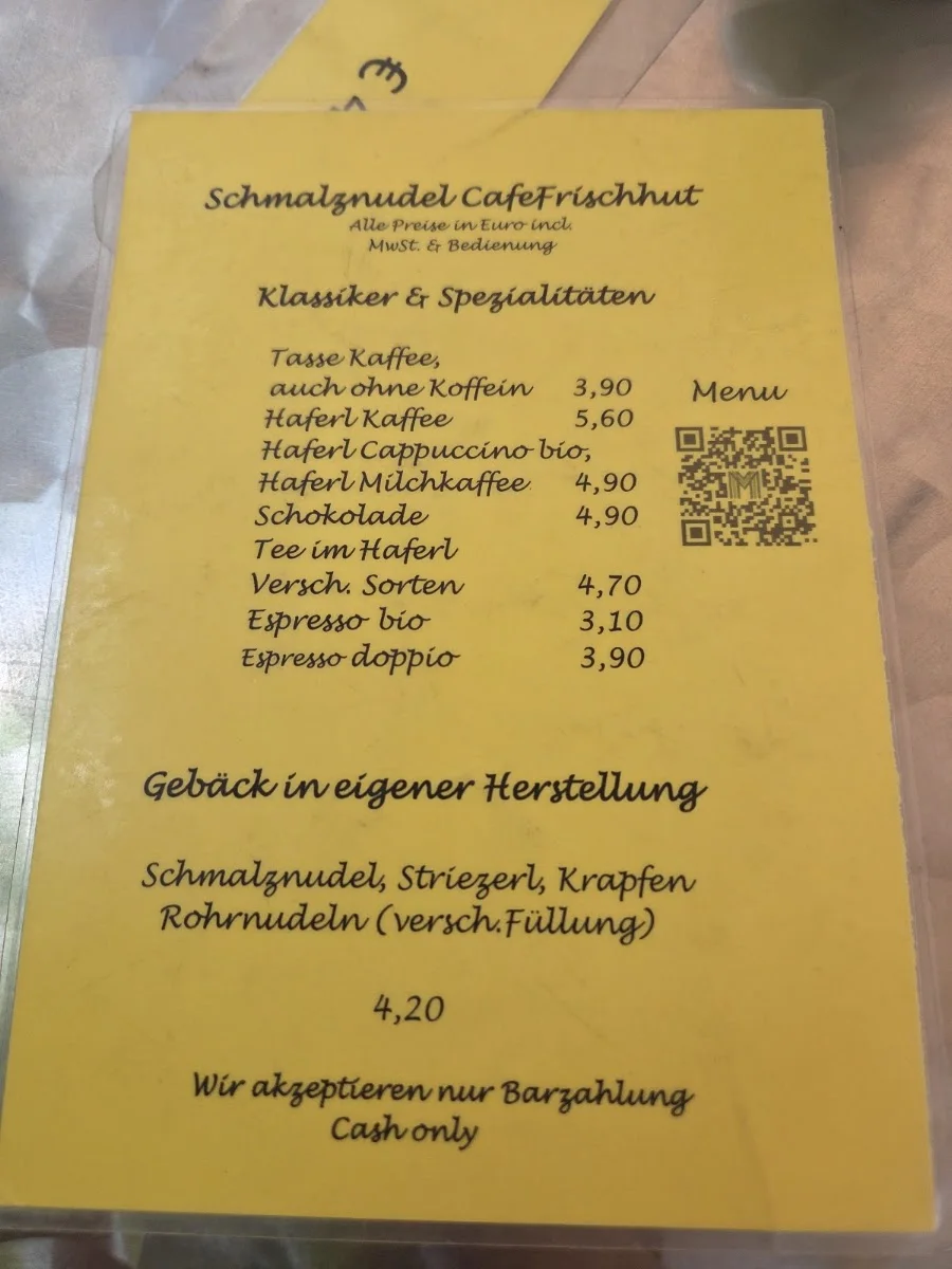 Schmalznudel - Cafe Frischhut – Speisekarte in München, Bayern