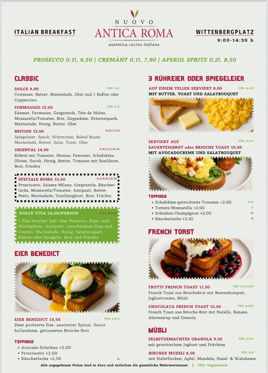 Antica Roma – Speisekarte in Berlin